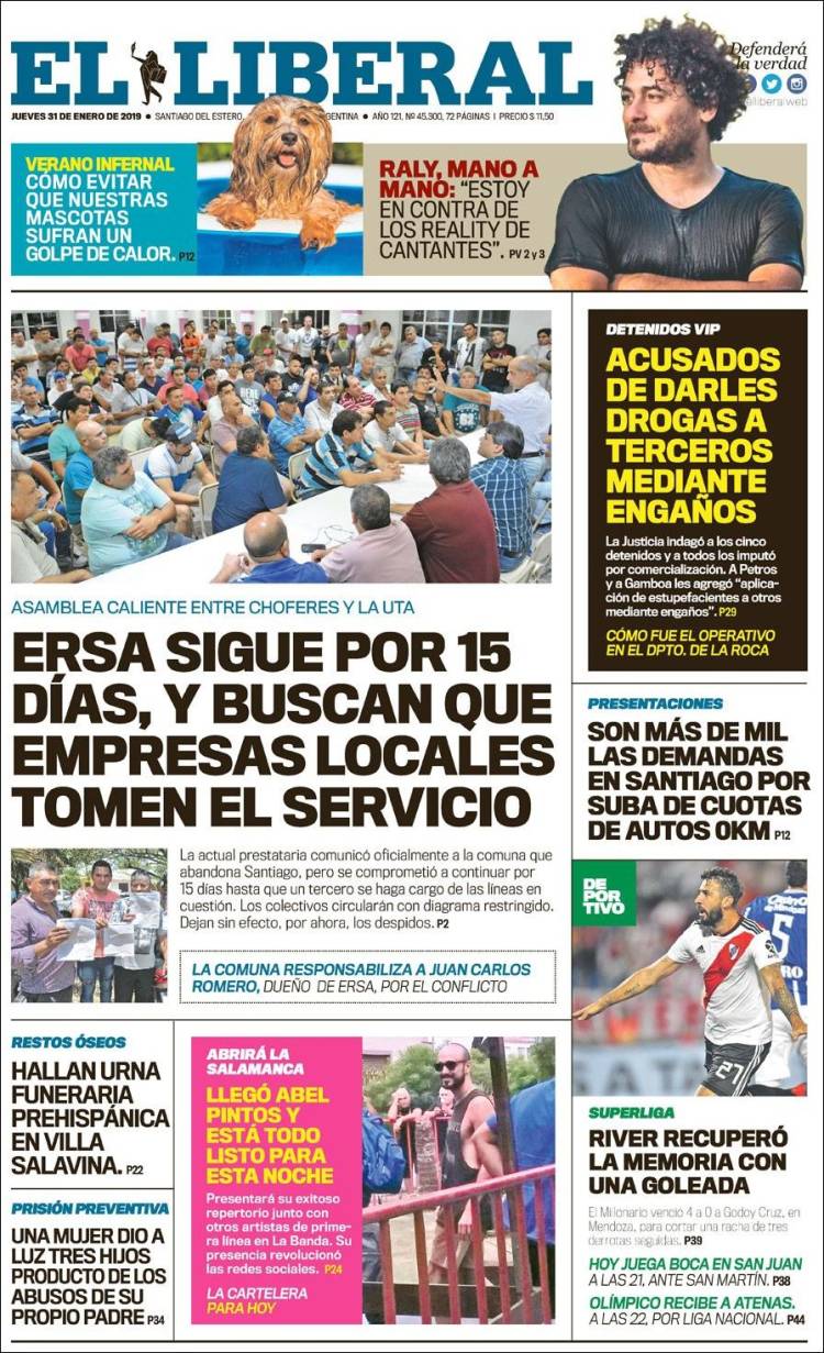 Portada de Diario El Liberal (Argentina)