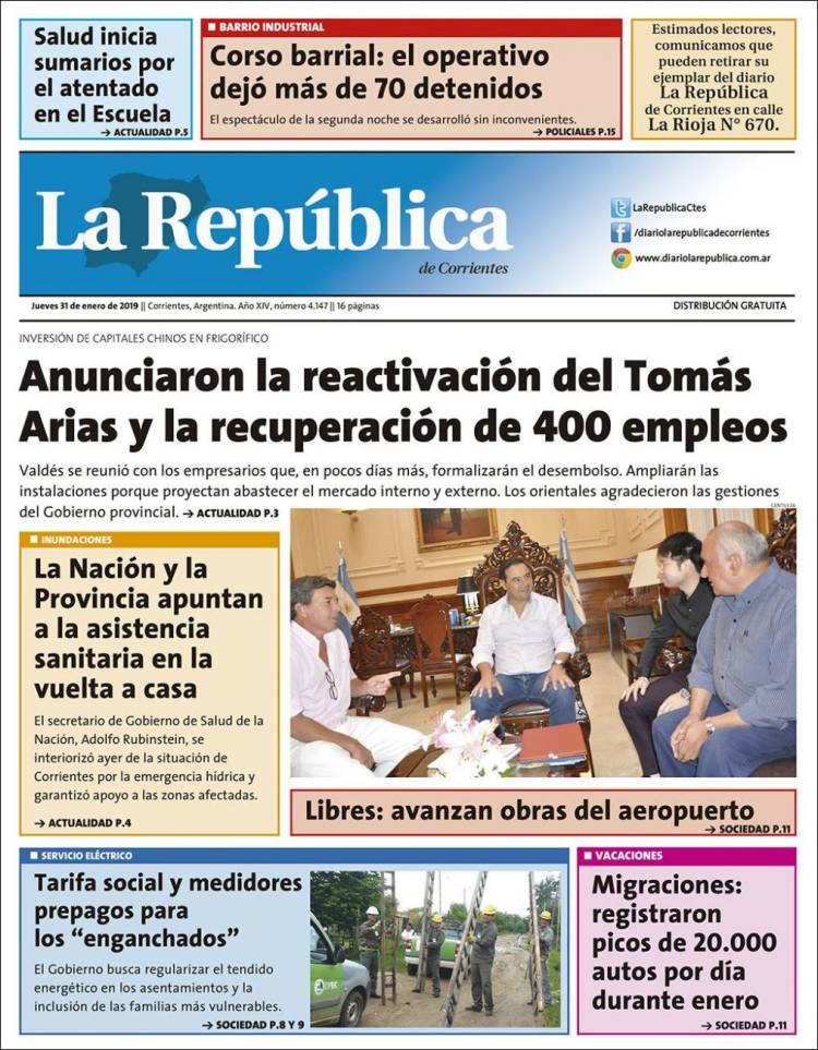 Portada de La República de Corrientes (Argentina)