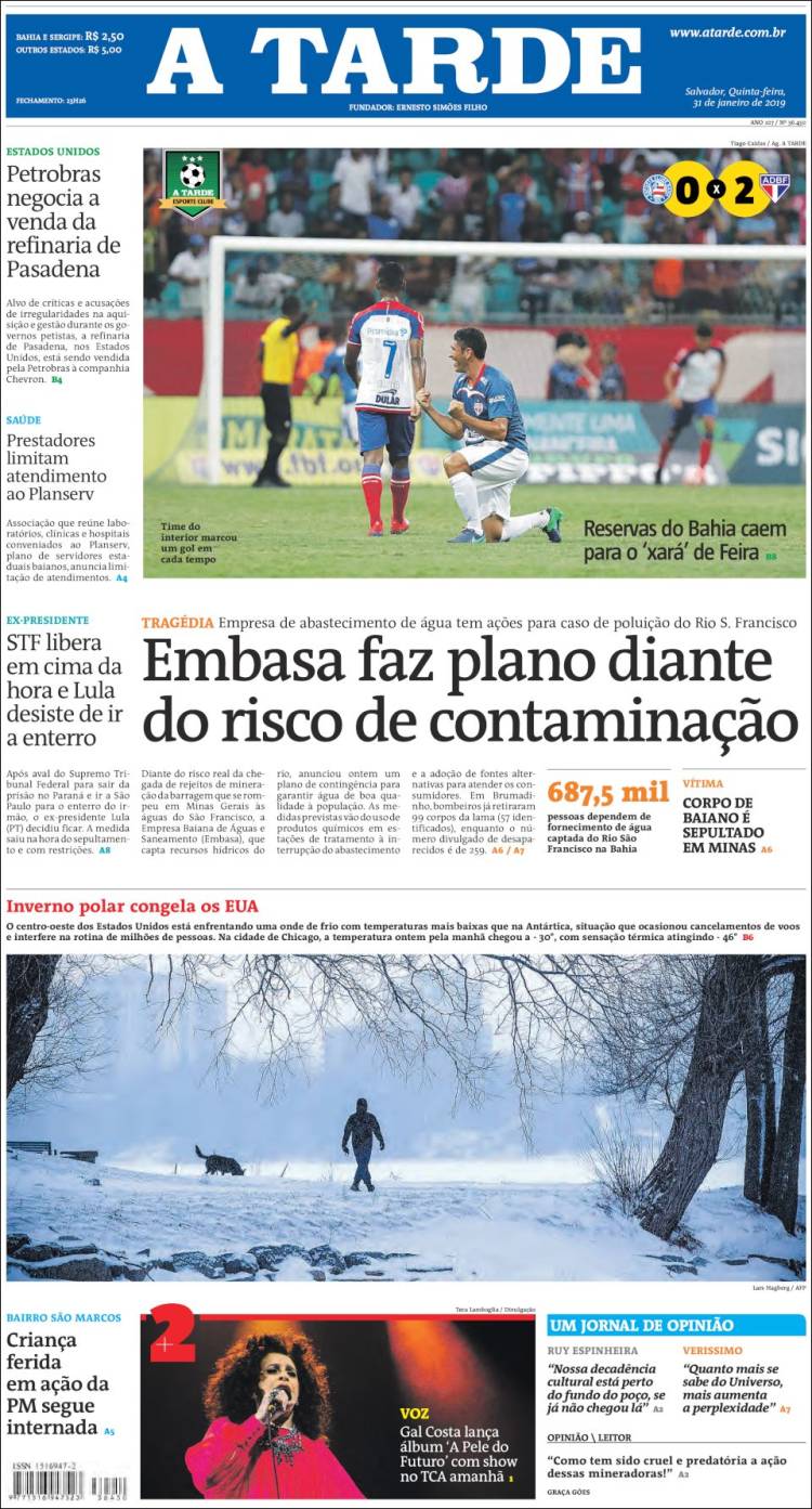 Portada de Diário A Tarde (Brasil)