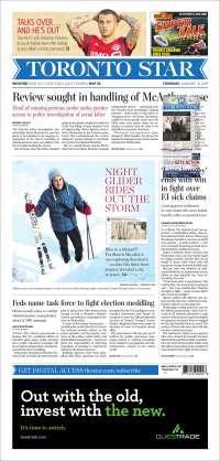 Portada de The Toronto Star (Canadá)