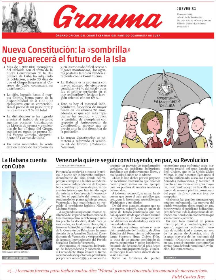 Portada de Granma (Cuba)