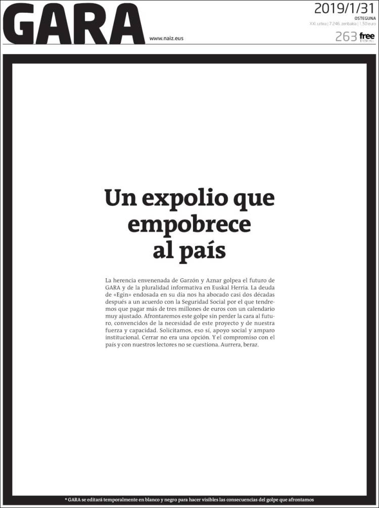 Portada de Gara (Espa&ntilde;a)