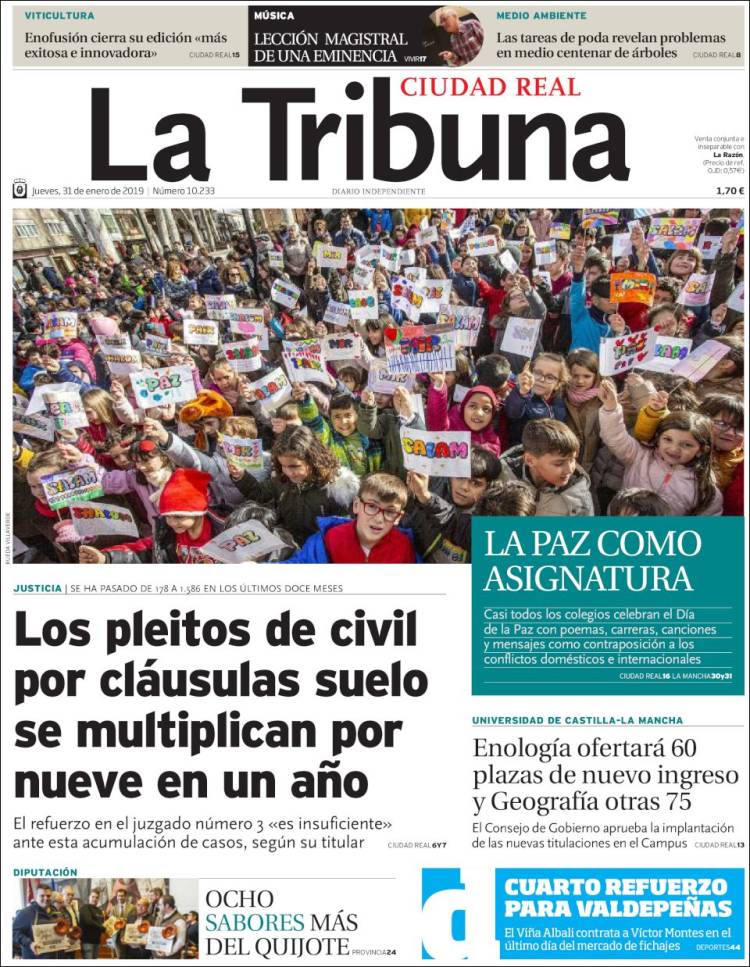 Portada de La Tribuna de Ciudad Real (Espa&ntilde;a)