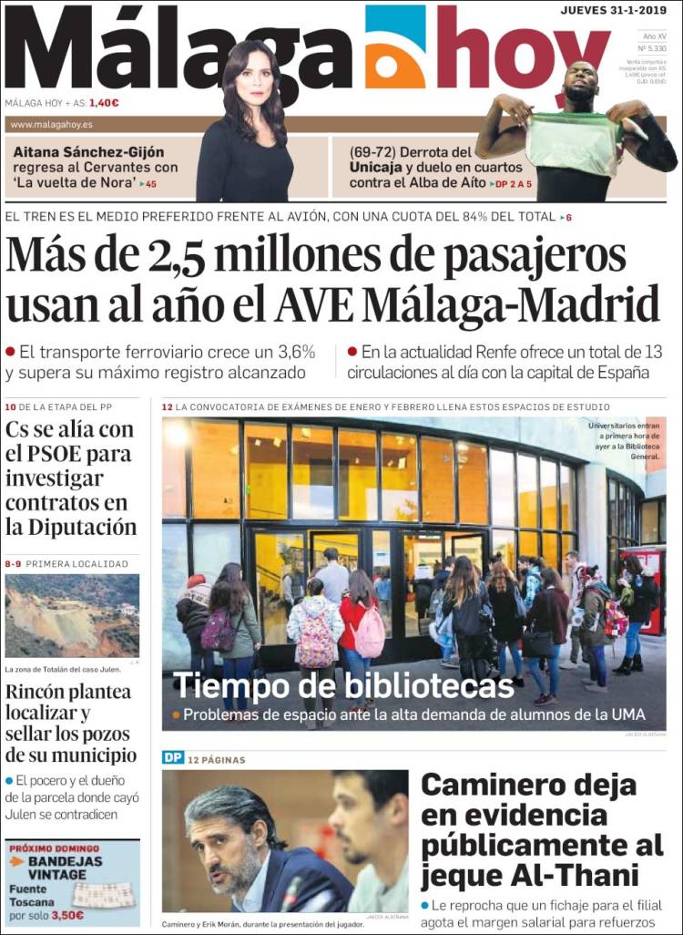 Portada de Málaga Hoy (Espa&ntilde;a)