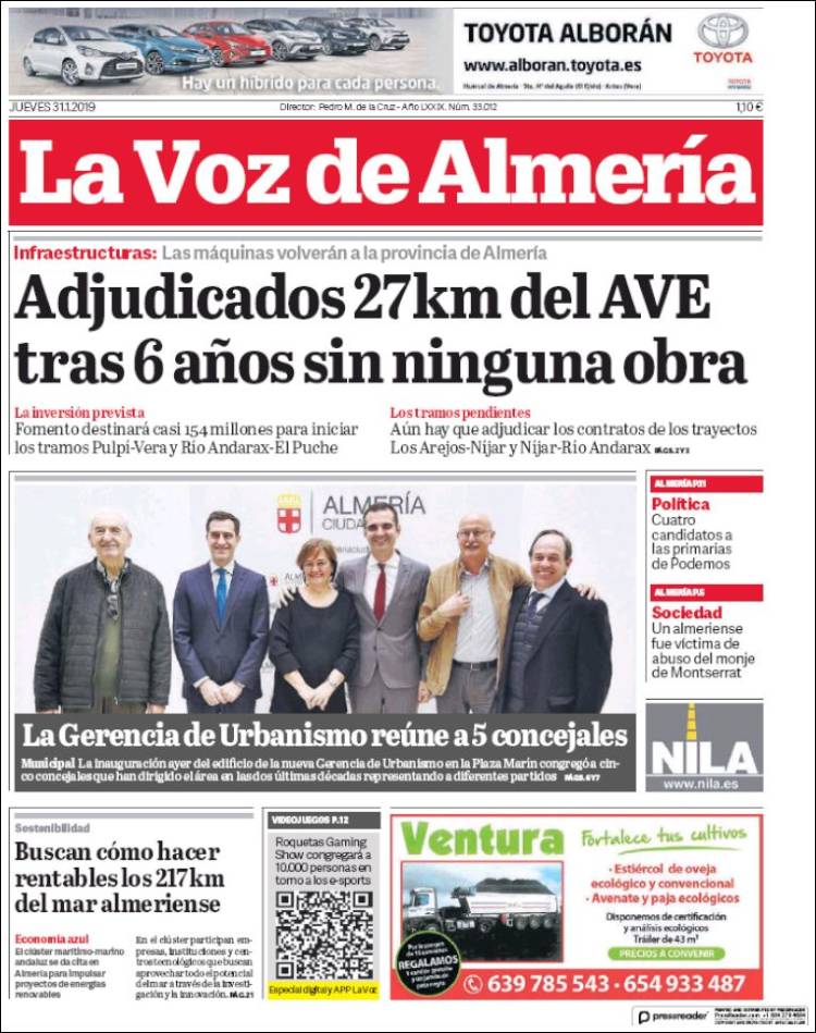 Portada de La Voz de Almería (Espa&ntilde;a)