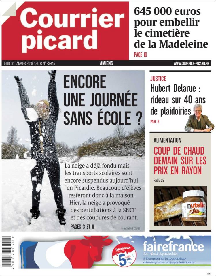 Portada de Courrier Picard (Francia)