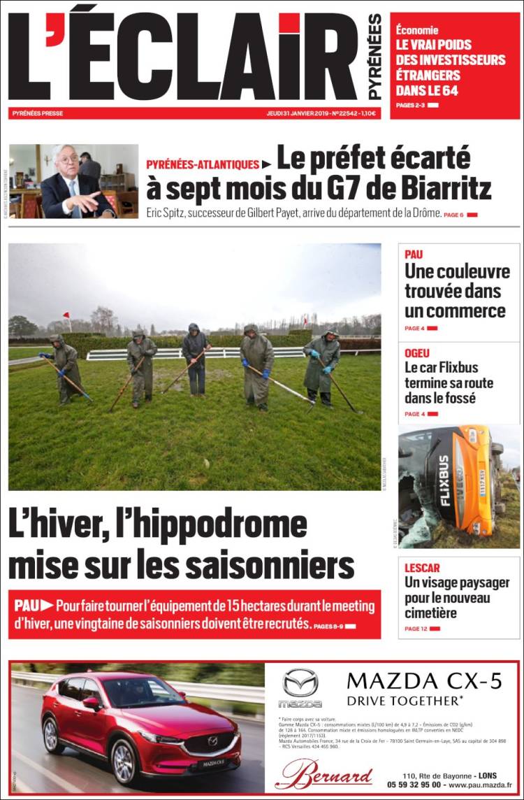 Portada de L'Eclair des Pyrénées (Francia)