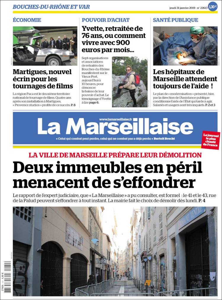 Portada de La Marseillaise (Francia)
