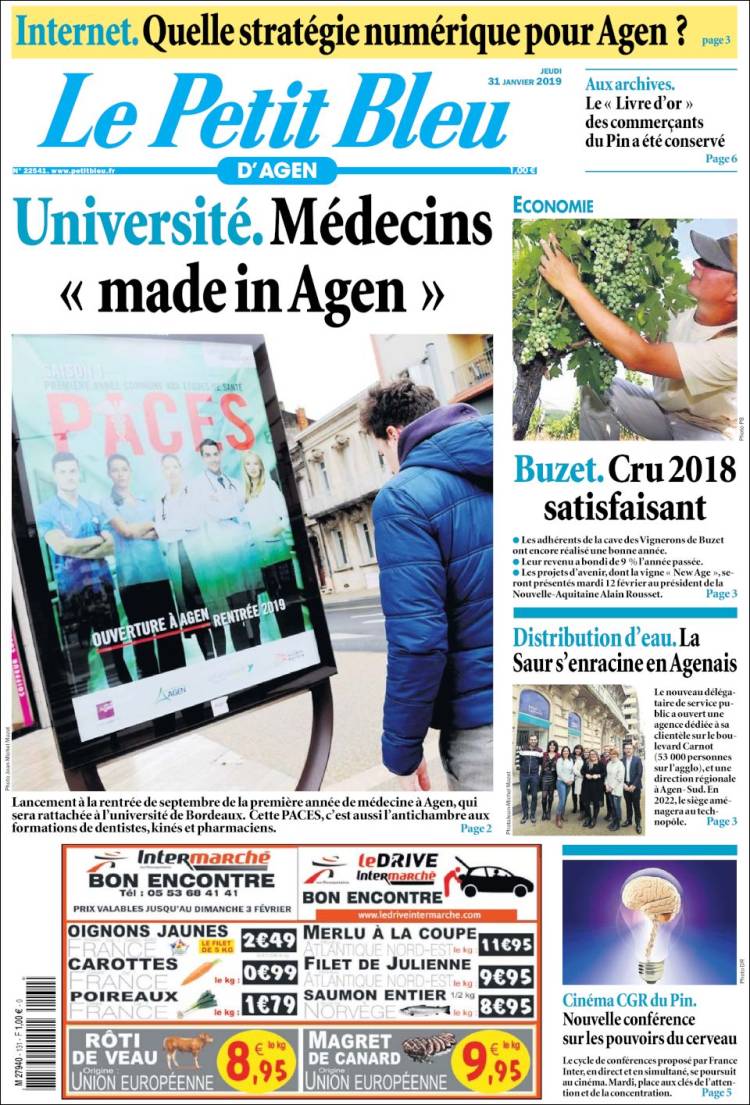 Portada de Le Petit Bleu (Francia)