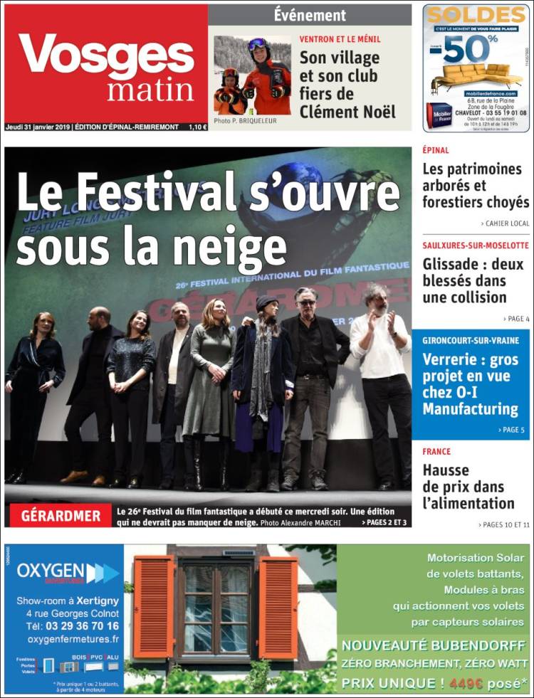 Portada de Vosges Matin (Francia)