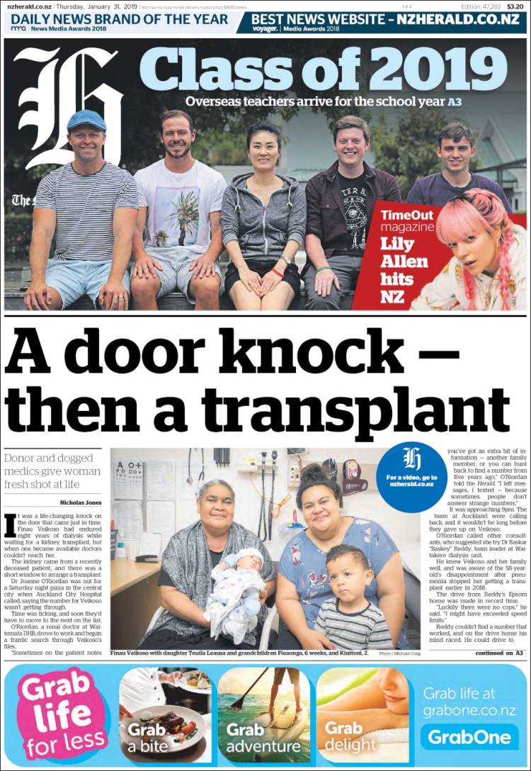 Portada de The New Zealand Herald (Nueva Zelanda)