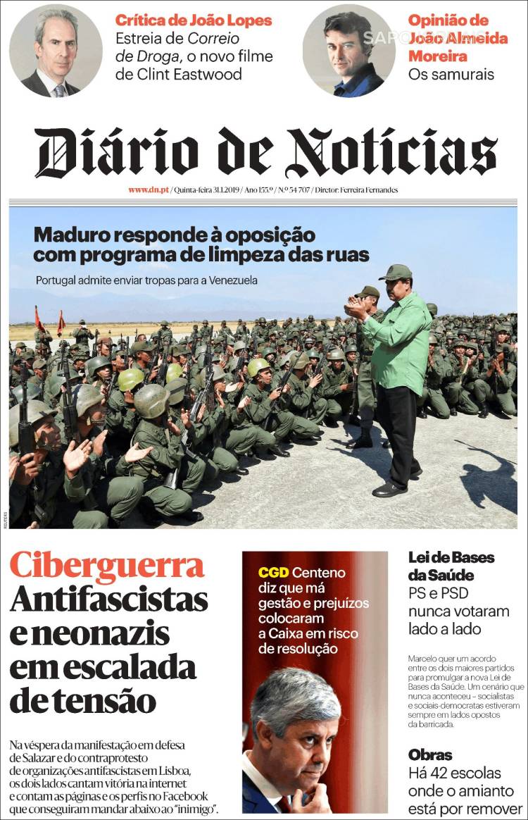 Portada de Diário de Noticias (Portugal)