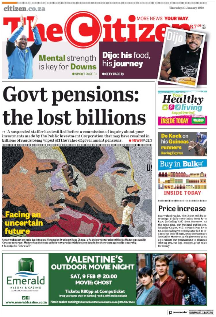 Portada de The Citizen (Sud&aacute;frica)