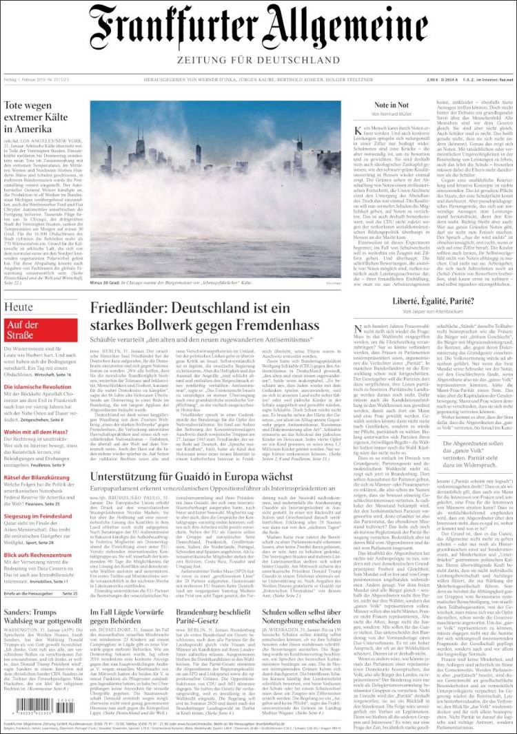 Portada de Frankfurter Allgemeine (Alemania)