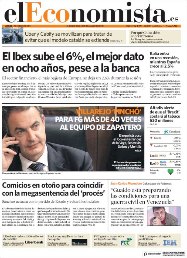 Portada de El Economista (Espagne)