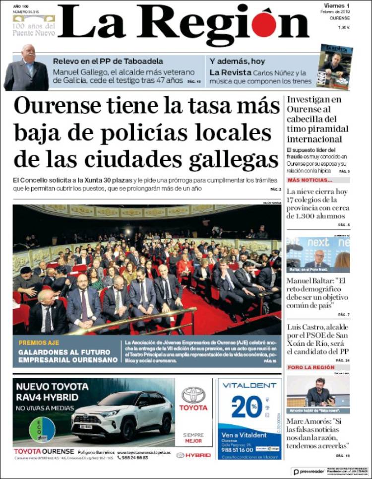 Portada de La Región de Ourense (Espa&ntilde;a)