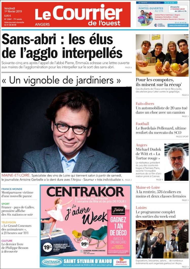 Portada de Le Courrier de l'Ouest (France)