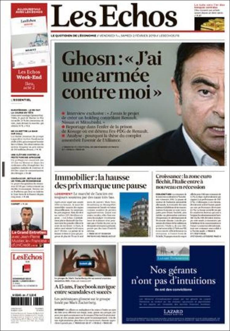 Portada de Les Echos (France)