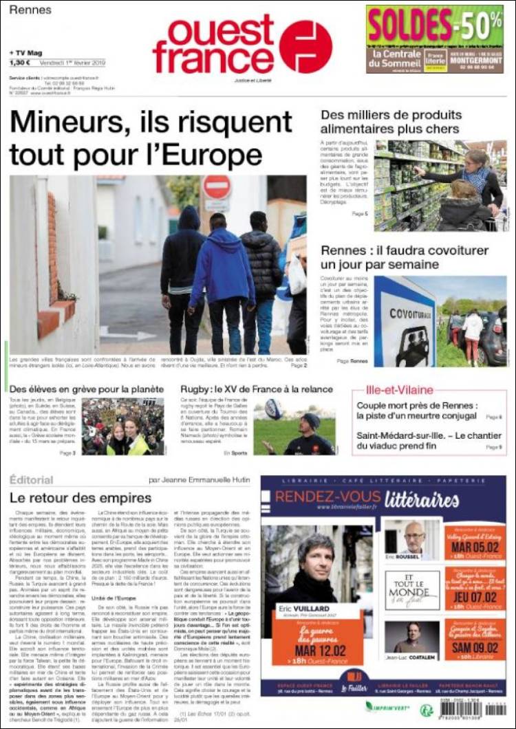 Portada de Ouest France (France)