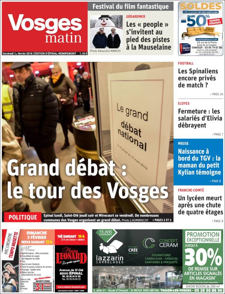 Portada de Vosges Matin (France)