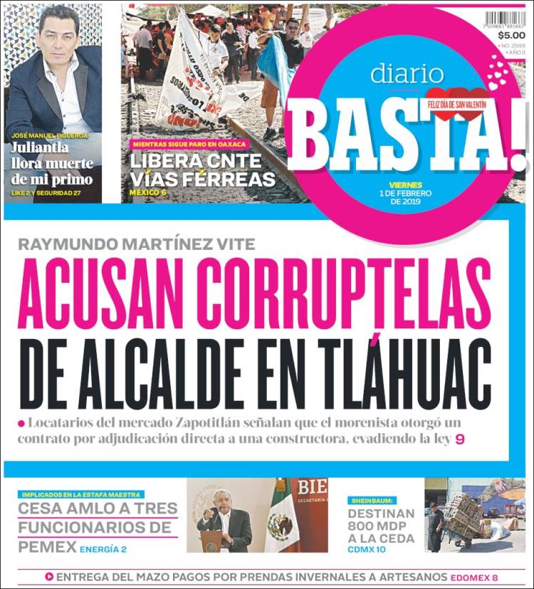 Portada de Diario Basta (México)