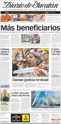 Portada de Diario de Yucatán (México)