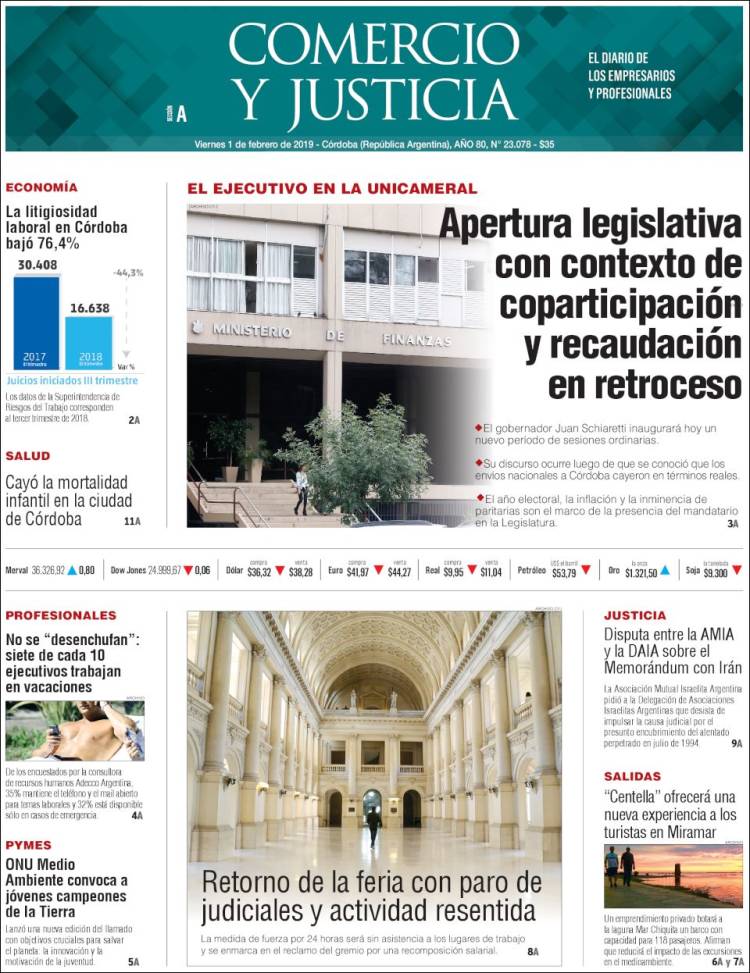 Portada de Comercio y Justicia (Argentina)