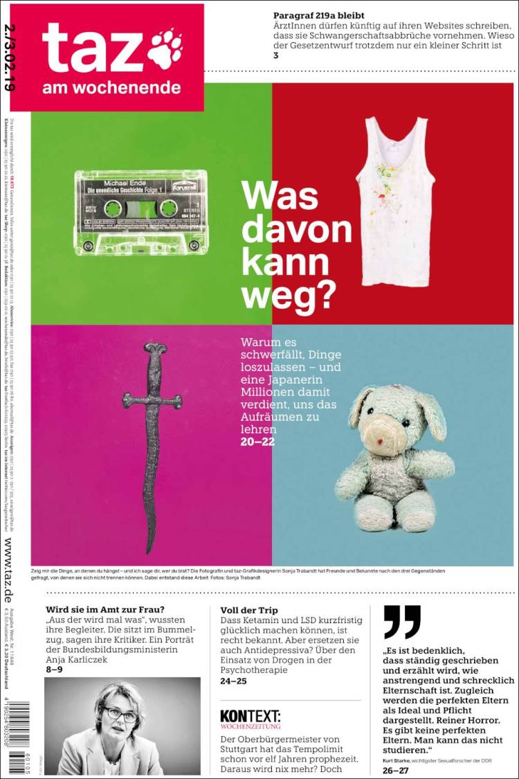 Portada de Die Tageszeitung (Alemania)