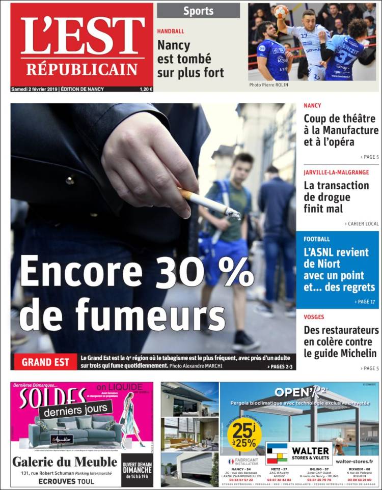 Portada de L'Est Republicain (Francia)