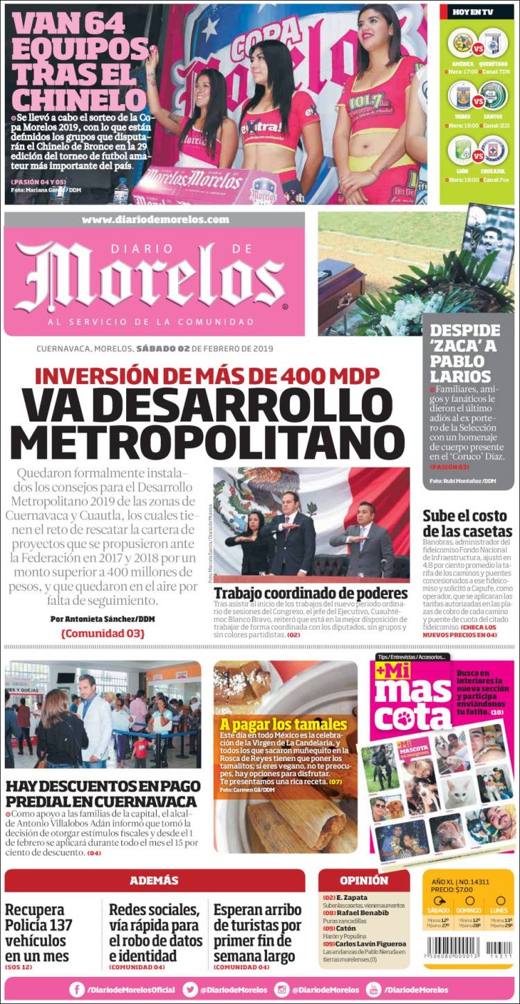 Portada de Diario de Morelos (México)