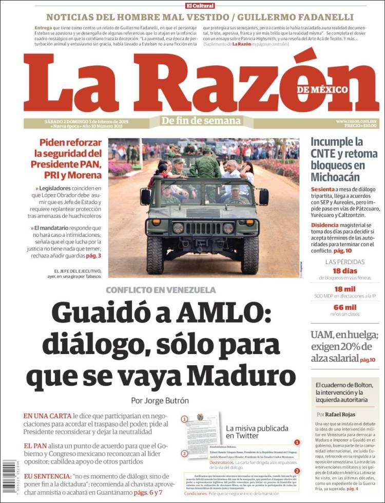 Portada de La Razón (México)