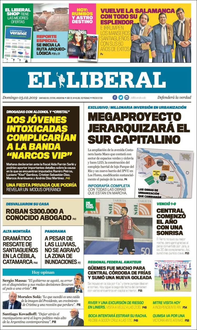 Portada de Diario El Liberal (Argentina)