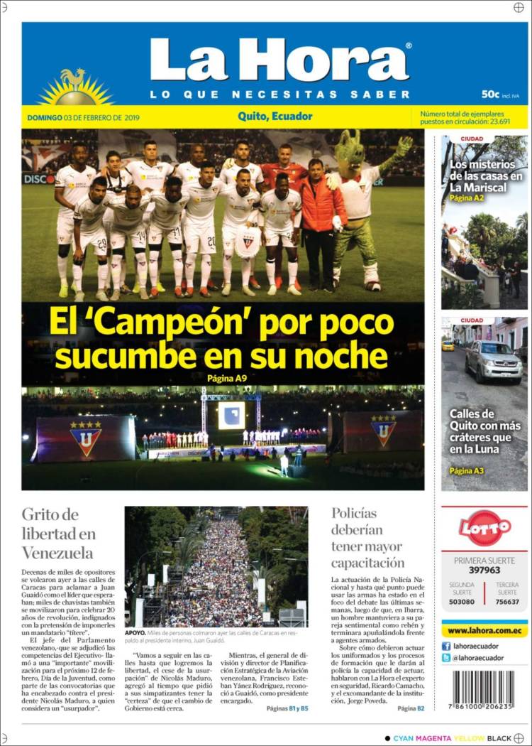 Portada de La Hora - Ecuador (Ecuador)