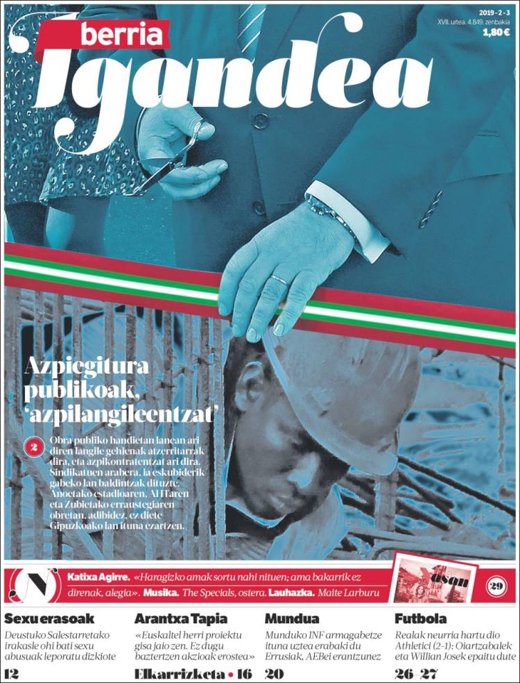 Portada de Berria (Espa&ntilde;a)