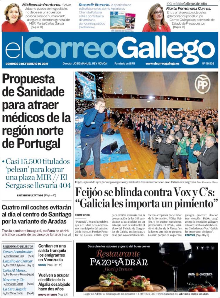 Portada de El Correo Gallego (Espa&ntilde;a)