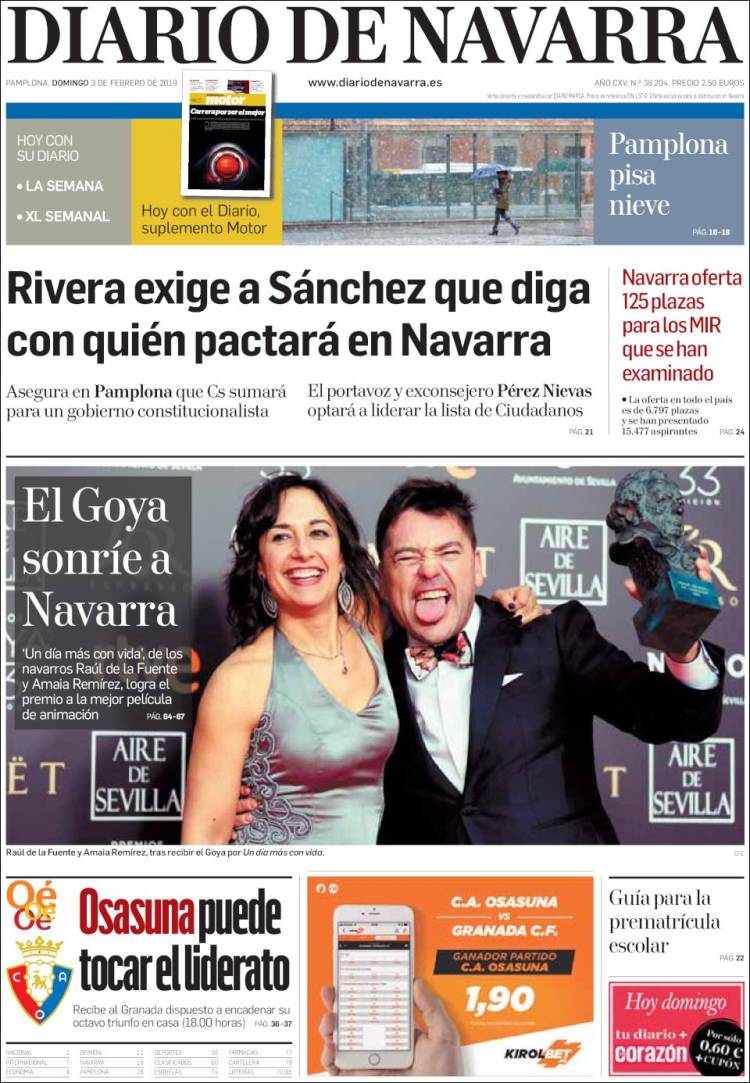 Portada de Diario de Navarra (Espa&ntilde;a)