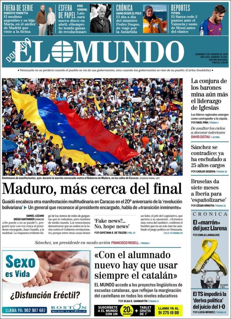 Portada de El Mundo (Espa&ntilde;a)