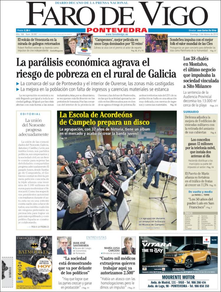 Portada de El Faro de Vigo - Pontevedra (Espa&ntilde;a)