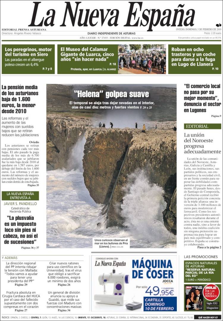 Portada de La Nueva España (Espa&ntilde;a)