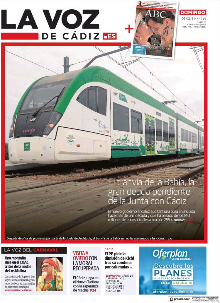 Portada de La Voz de Cádiz (Espa&ntilde;a)