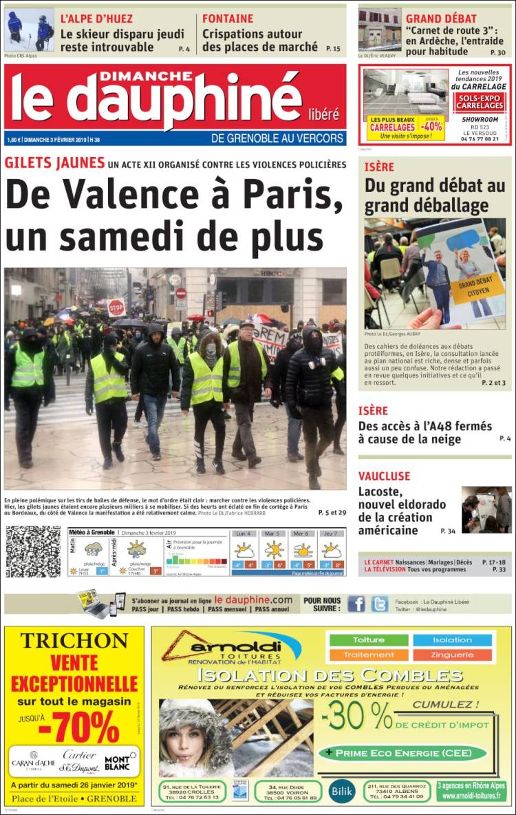 Portada de Le Dauphiné Libéré (France)