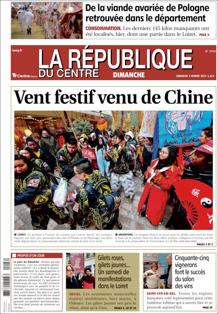 Portada de La République du Centre (Francia)