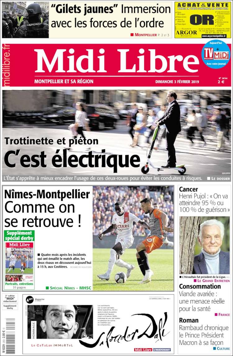 Portada de Midi Libre (Francia)