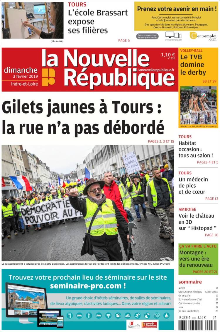 Portada de La Nouvelle Republique (France)