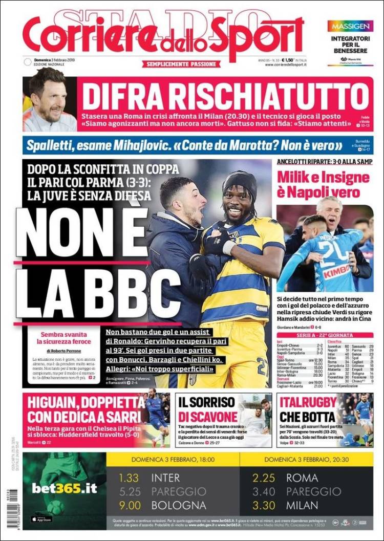 Portada de Corriere dello Sport (Italia)
