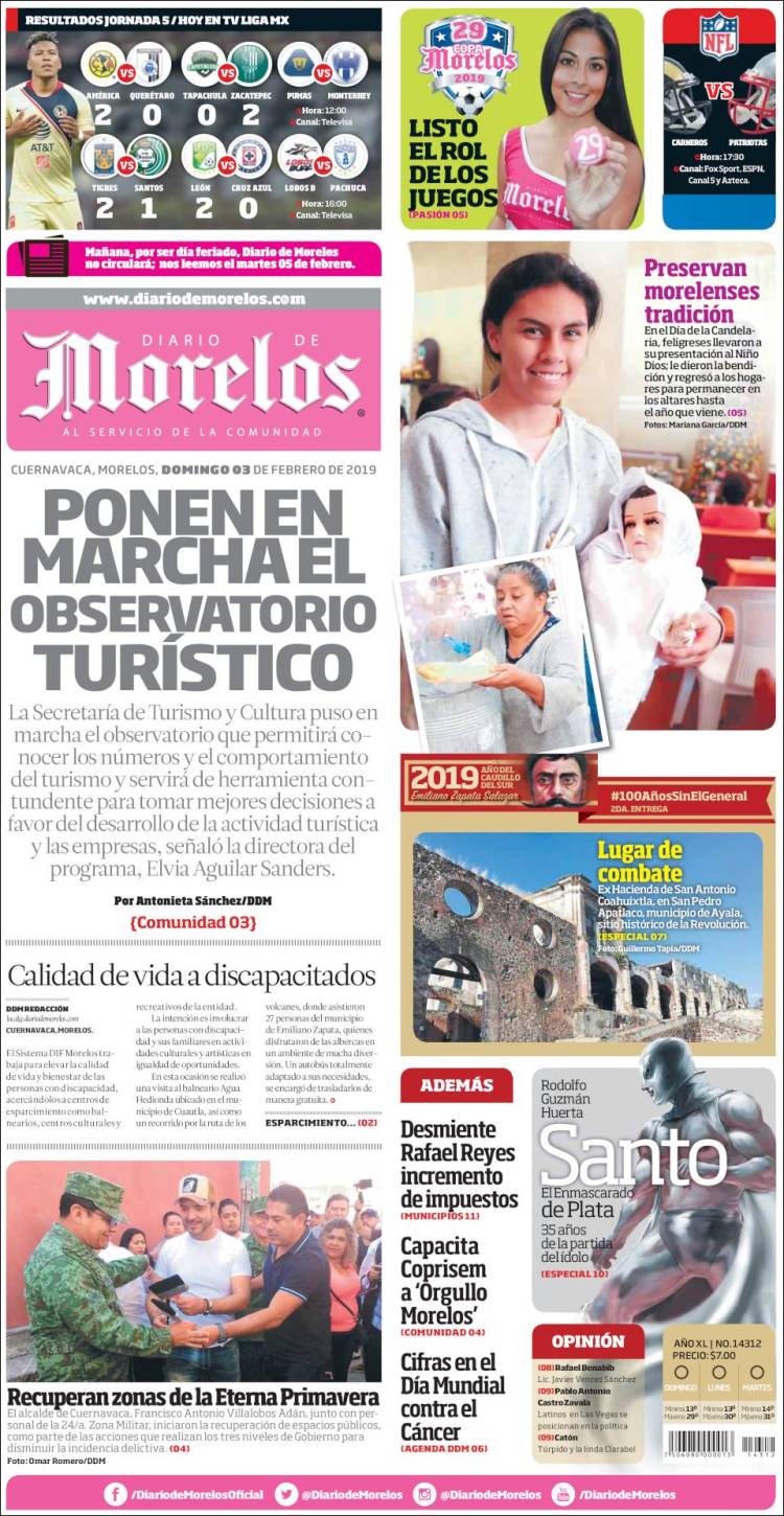 Portada de Diario de Morelos (México)