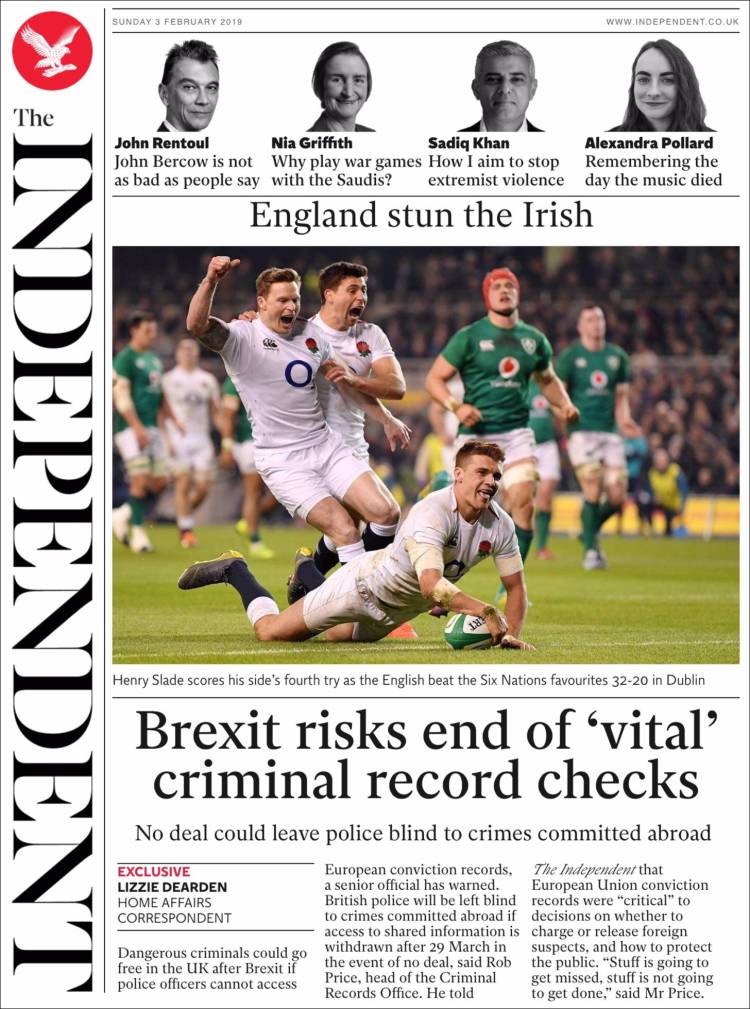 Portada de The Independent (Reino Unido)