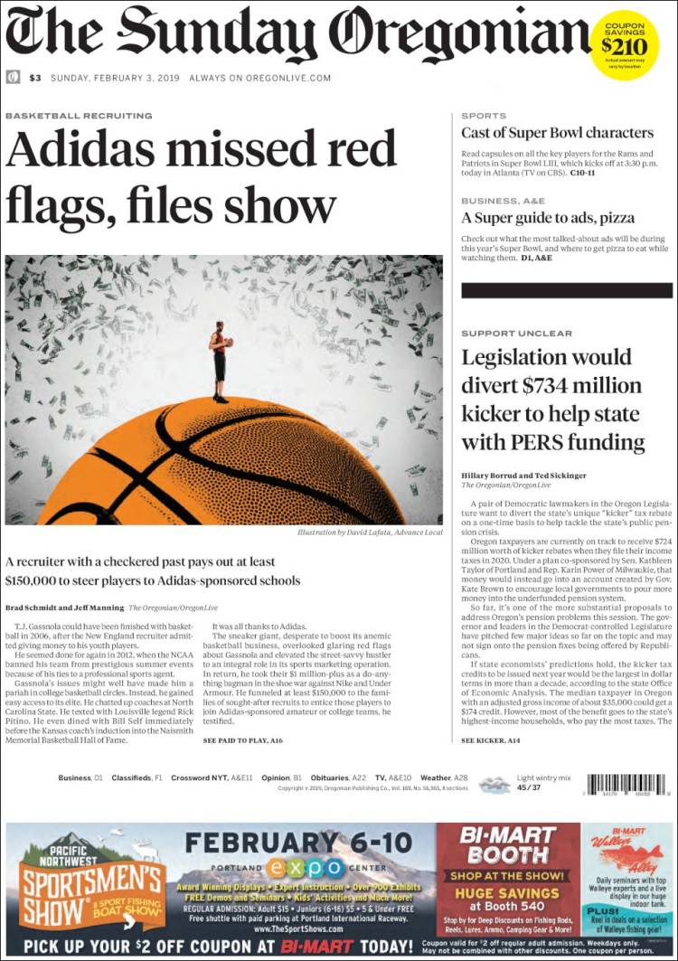 Portada de The Oregonian (USA)