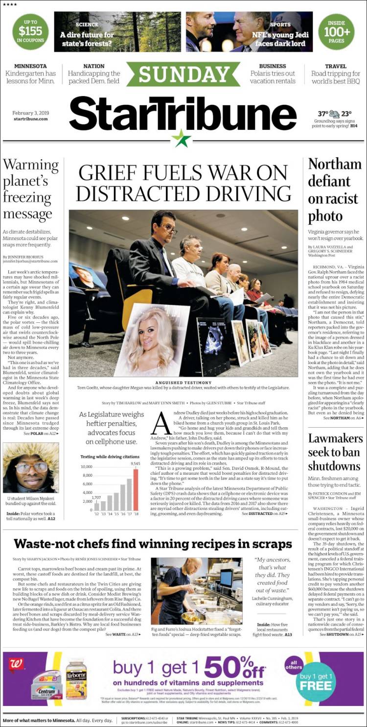 Portada de Star Tribune (USA)