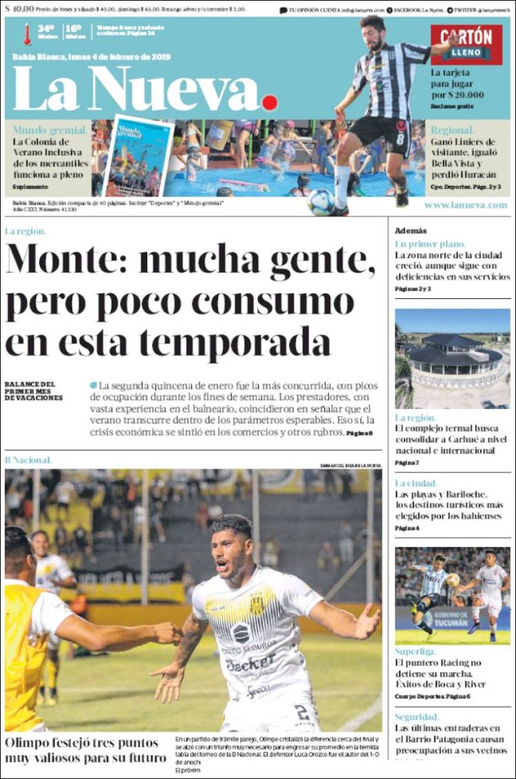 Portada de La Nueva Provincia (Argentina)